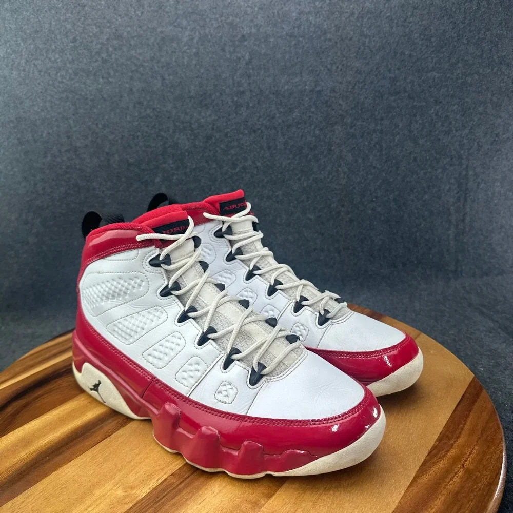 Jordan 9 Retro White Red Mens Basketball Sneakers Shoes 302370-160 Size 9.5
